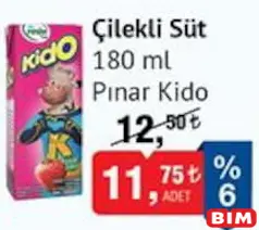 PINAR KİDO ÇİLEKLİ SÜT 180 ML